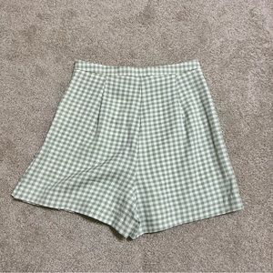 zara green gingham skort